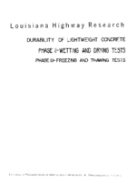 Durability of lightweight concrete  Phase II  wetting and drying tests Phase III  freezing and thawing tests