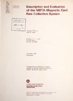 Description and Evaluation of the MBTA Magnetic Card Fare Collection System