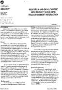 Research and Development High Priority Area HPA TruckPavement Interaction