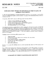 Research notes  exploratory study of hotinplace recycling of asphalt pavements