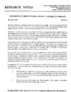 Research notes  geotextile fabrics under asphalt concrete overlays