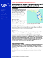 Assessment of the Mobility Energy Productivity MEP Metric for Transportation Applications in Florida Summary