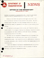 Statement by Secretary of Transportation John A Volpe following Senate Passage of the Rail Passenger Service Act