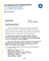 Department of Transportation News Releases January 1978
