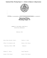 Statistical Policy Working Paper 11 A Review of Industry Coding Systems