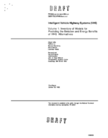 Intelligent vehicle highway systems IVHS Volume 1 inventory of models for predicting the emission and energy benefits of IVHS alternatives