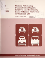 National Ridesharing Demonstration Program Employer and CommunityBased Rideshare Promotion in Cincinnati OH