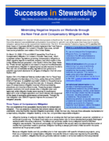 Successes in Stewardship  Minimizing Negative Impacts on Wetlands through the New Final Joint Compensatory Mitigation Rule