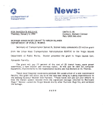 Skinner Announces Grant to Virgin Islands Department of Public Works