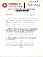 Department of Transportation News Urban Mass Transportation Administration UMTA 7577