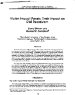 Victim Impact Panels Their Impact on DWI Recidivism
