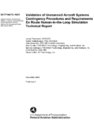 Validation of Unmanned Aircraft Systems Contingency Procedures and Requirements en Route HumanintheLoop Simulation Technical Report