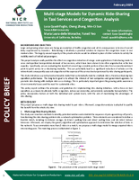 Multistage Models for Dynamic RideSharing in Taxi Services and Congestion Analysis Brief