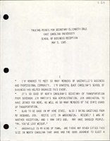 Talking Points for Secretary Elizabeth Dole East Carolina University School of Business Reception