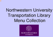 Northwestern University Transportation Library Menu Collection