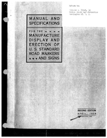 Manual and Specifications for the Manufacture Display and Erection of US Standard Road Markers and Signs