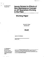 Issues Related to Effects of New Maintenance Concept on AF Specialists Working in the Field