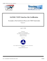 SAFER CVIEW Interface ReCertification Description of ReCertification Process for CVISN Stakeholders Version 10