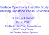 Surface operations usability study utilizing Capstone phase I avionics  quick look report