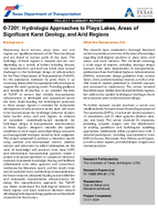 Hydrologic Approaches to Playa Lakes Areas of Significant Karst Geology and Arid Regions Project Summary Report
