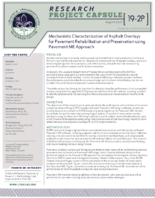 Mechanistic Characterization of Asphalt Overlays for Pavement Rehabilitation and Preservation Using Pavement ME Approach Research Project Capsule 192P