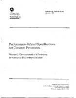 PerformanceRelated Specifications for Concrete Pavements Volume I Development of A Prototype PerformanceRelated Specification