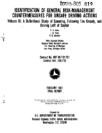 Identification of General RiskManagement Countermeasures for Unsafe Driving Actions Volume 3 a Definitional Study of Speeding Following Too Closely and Driving Left of Center