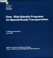 UserSide Subsidy Programs for Special Needs Transportation A Planning Handbook