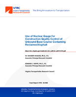 Use of Nuclear Gauge for Construction Quality Control of Unbound Base Course Containing Reclaimed Asphalt Pavement