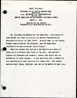 Short Statement Statement of Elizabeth Hanford Dole Secretary of the US Department of Transportation before the Senate Committee on Environment and Public Works Hearing on the Surface Transportation Reauthorization Bill