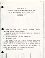 Talking Points for Secretary of Transportation Elizabeth Hanford Dole to the Joint Council of Flight Attendant Unions