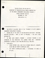 Talking Points for Delivery by Secretary of Transportation Elizabeth Hanford Dole at the Womens Management Development Program  Update Training Session