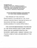 FAA Administrator James B Busey Speeches July 1989