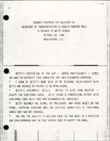 Remarks Prepared for Delivery by Secretary of Transportation Elizabeth Hanford Dole a Tribute to Betty Rendel