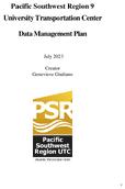 Pacific Southwest Region 9 University Transportation Center PSR Data Management Plan 2023