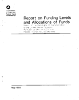 Report on Funding Levels and Allocations of Funds Report of the Secretary of Transportation to the United States Congress 1993