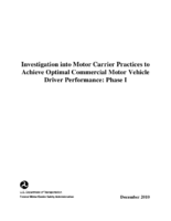 Investigation into Motor Carrier Practices to Achieve Optimal Commercial Motor Vehicle Driver Performance Phase I