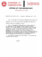 Department of Transportation News Releases May 1974