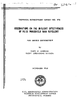 Observationson The InFlight Effectiveness of FC30 Windshield Rain Repellent