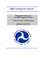 Management Advisory on Year 2000 Computer Problem