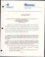 Remarks Prepared for Delivery by Secretary of Transportation Elizabeth Hanford Dole at a White House Signing Ceremony of the Ocean Shipping Act of 1984
