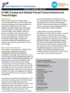 Develop and Validate Precast Column Solutions for Texas Bridges Summary Report