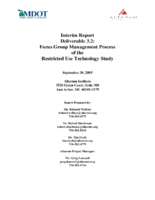 Altarum Restricted Use Technology Study Interim Report Deliverable 32 Focus Group Management Process of the Restricted Use Technology Study
