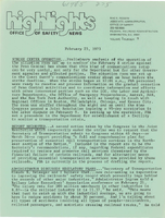 Office of Safety News Highlights February 23 1973