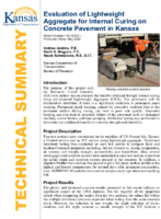 Evaluation of Lightweight Aggregate for Internal Curing on Concrete Pavement in Kansas Technical Summary