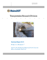 BridgeinaBackpackTM task 4  development of improved arch concrete mix to facilitate field use