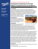 Development of Calcined Clays as Pozzolanic Additions in Portland Cement Concrete Mixtures Summary