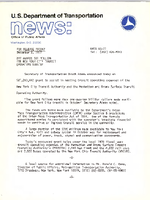 US Department of Transportation News Office of Public Affairs UMTA 6577 DOT Awards 81 Million for New York City Transit Operating Subsidy
