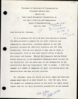 Draft of Statement of Secretary of Transportation Elizabeth Hanford Dole Before the Coast Guard Navigation Subcommittee on Oil Spill Liability and Compensation House of Representatives