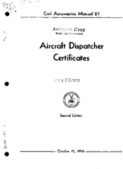 CAM 27 Aircraft Dispatcher Certificates 1956